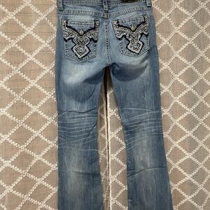 Women's Blue Jeans with Embellished Pockets